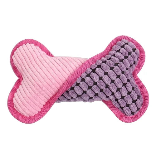 Jouet pour Chihuahua : peluche en forme d'os rose et violet – Idéal pour occuper et divertir votre petit chien ou chat