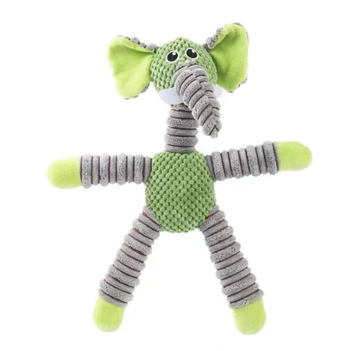 Jouet pour Chihuahua : peluche en forme d'éléphant vert et gris - Idéal pour occuper votre petit chien ou chat