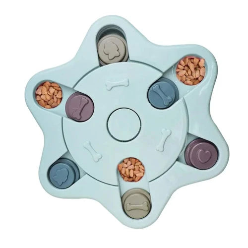 Chihuahua-Spielzeug: Blaues Puzzle mit Trockenfutter