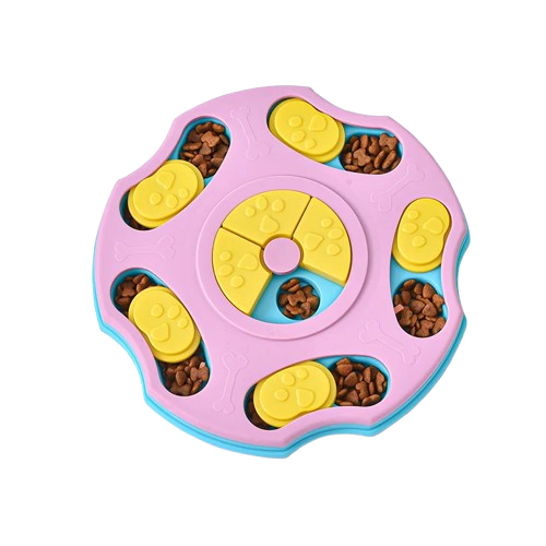 Jouet pour Chihuahua : puzzle interactif avec croquettes rose – Idéal pour stimuler et divertir votre petit chien ou chat