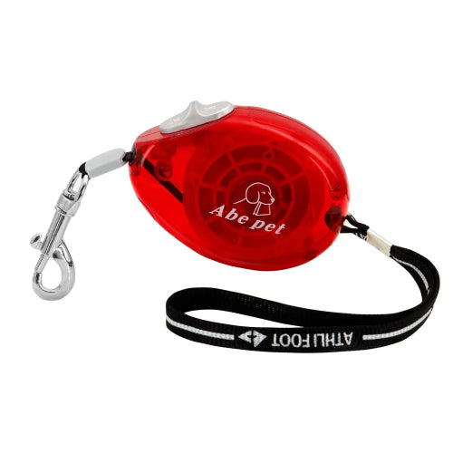 Laisse miniature rétractable rouge pour chiens. Pratique, convient aux petits chiens, chihuahuas, ou aux chats. Vendu dans la boutique « Mon Petit Chihuahua »
