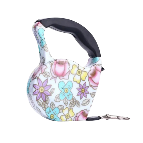 Laisse Chihuahua : Rétractable Blanche motifs Fleurs