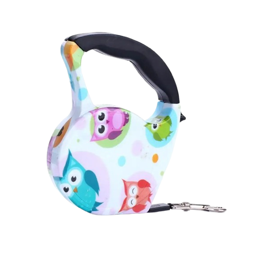 Laisse Chihuahua : Rétractable Blanche motifs Hiboux