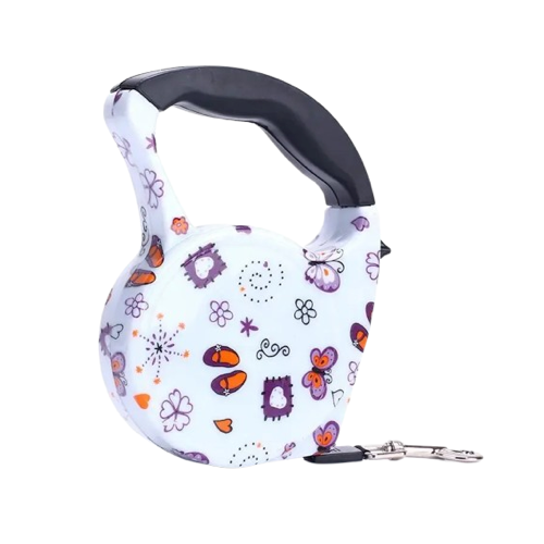 Laisse Chihuahua : Rétractable Blanche motifs Violets