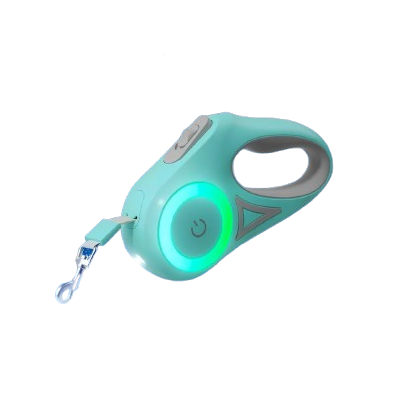 Double Laisse rétractable verte avec éclairage LED pour chiens. Pratique, convient aux petits chiens, chihuahuas, ou aux chats. Vendu dans la boutique « Mon Petit Chihuahua »

