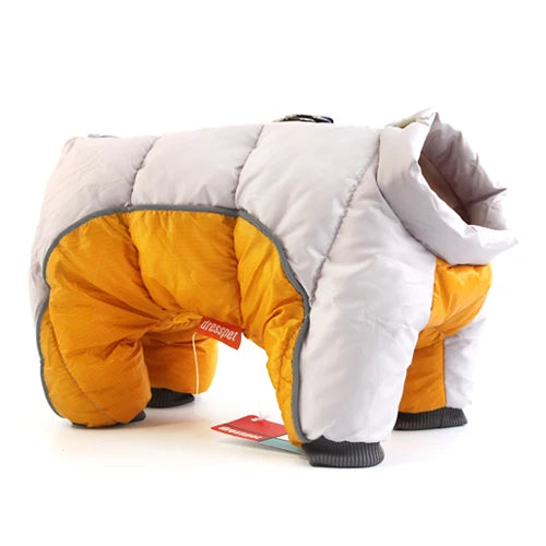 Manteau Chihuahua : Combinaison Rembourrée Gris & Jaune