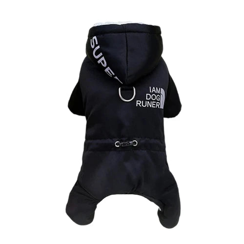 Chihuahua Coat: Black Padded Jumpsuit