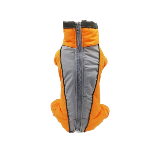 Chihuahua Coat: Orange &amp; Gray Padded Jumpsuit