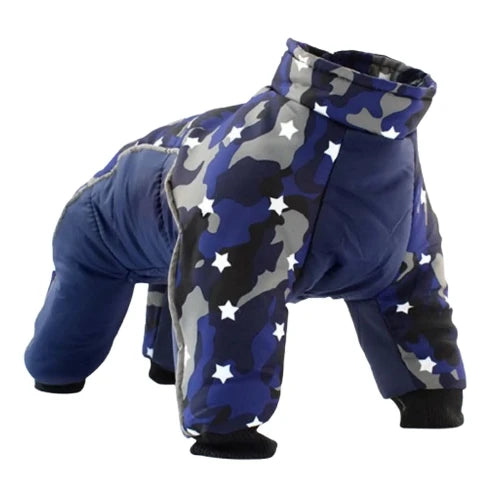 Manteau pour Chihuahua : combinaison rembourrée bleu et étoiles – Confortable, parfait pour protéger votre petit chien ou chat pendant les promenades