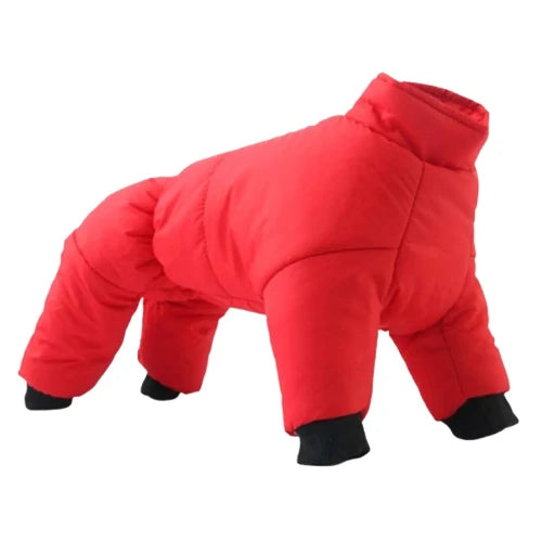 Chihuahua Coat: Red Winter Ski Suit