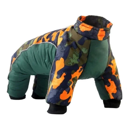 Manteau pour Chihuahua : combinaison ski camouflage orange et vert – Confortable, parfait pour protéger votre petit chien ou chat pendant les promenades