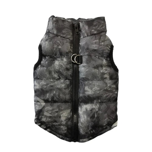 Manteau pour Chihuahua : doudoune motifs camouflage noire – Confortable, parfait pour protéger votre petit chien ou chat pendant les promenades