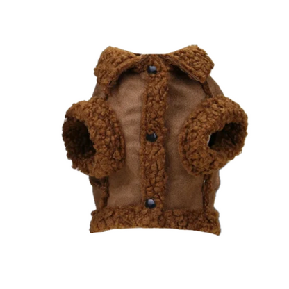 Manteau pour Chihuahua : doudoune marron fourrure – Confortable, parfait pour protéger votre petit chien ou chat pendant les promenades - vue de face