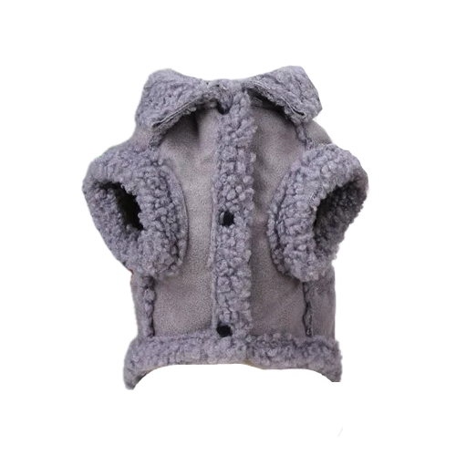 Manteau pour Chihuahua : doudoune grise fourrure – Confortable, parfait pour protéger votre petit chien ou chat pendant les promenades - vue de face