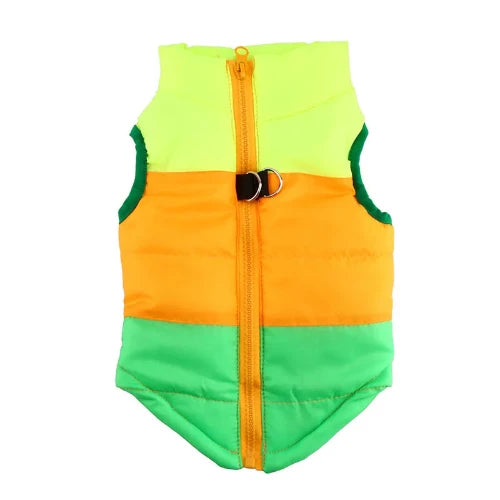 Chihuahua Coat: Yellow Orange Green Down Jacket
