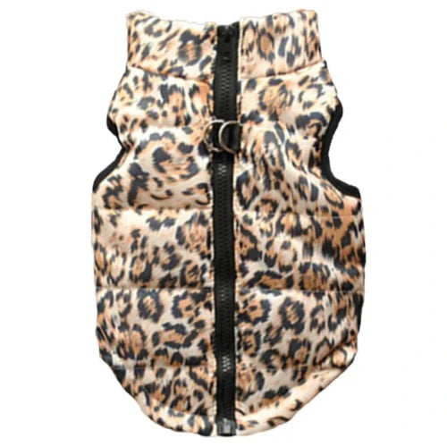 Chihuahua Coat: Leopard Sleeveless Down Jacket
