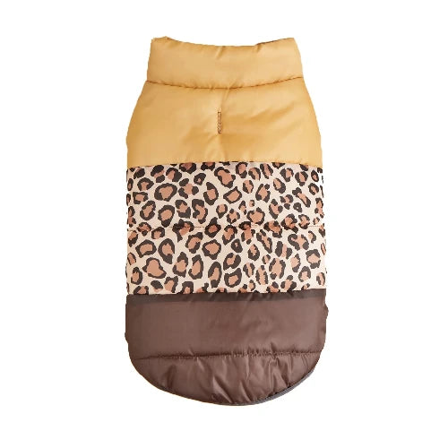Manteau pour Chihuahua : doudoune marron et léopard – Confortable, parfait pour protéger votre petit chien ou chat pendant les promenades