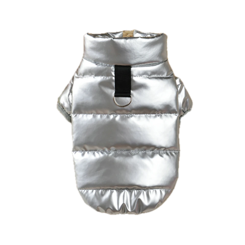 Chihuahua Coat: Silver Quilted Down Jacket