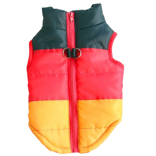 Chihuahua Coat: Black Red Yellow Down Jacket