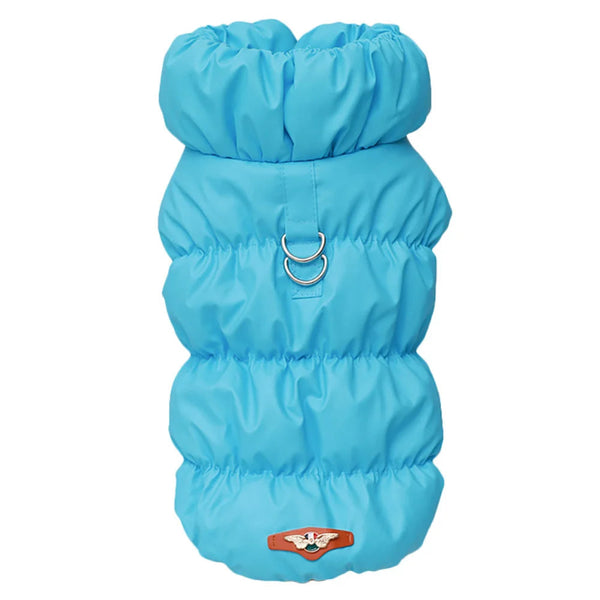 Chihuahua Coat: Bright Blue Padded Puffer Jacket