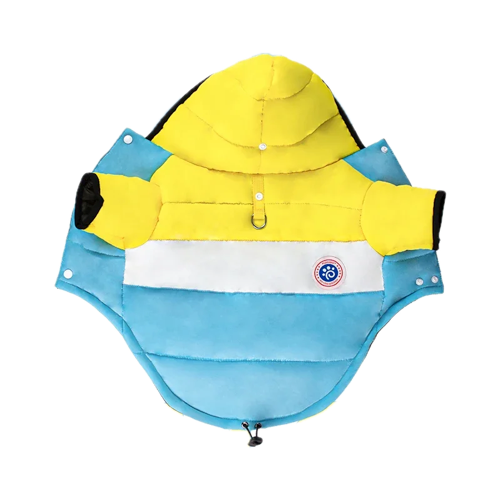 Manteau pour Chihuahua : doudoune jaune blanc bleu – Confortable, parfait pour protéger votre petit chien ou chat pendant les promenades