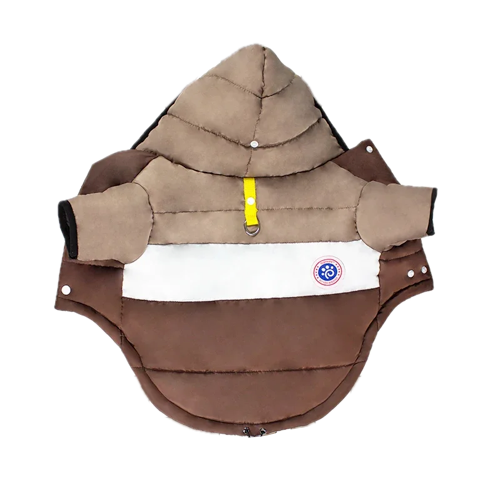 Manteau pour Chihuahua : doudoune marron et blanc – Confortable, parfait pour protéger votre petit chien ou chat pendant les promenades