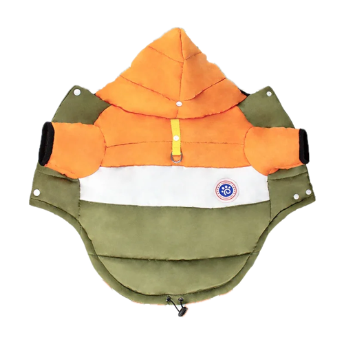 Manteau pour Chihuahua : doudoune orange blanc vert – Confortable, parfait pour protéger votre petit chien ou chat pendant les promenades