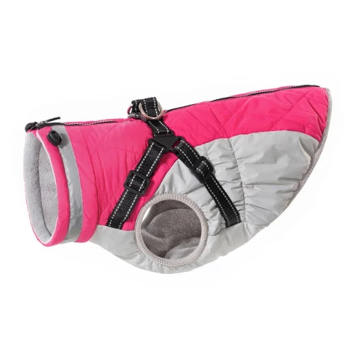 Chihuahua-Mantel: Wasserdichte Jacke in Rosa und Grau