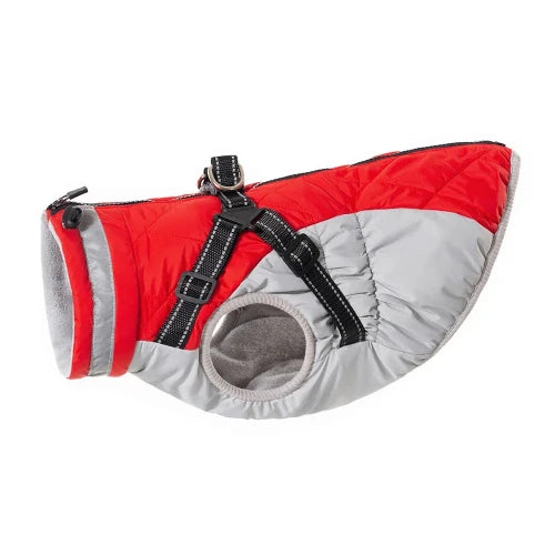 Chihuahua-Mantel: Wasserdichte Jacke in Rot und Grau