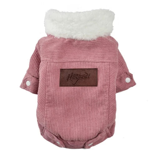 Chihuahua Coat: Pink Velvet Jacket