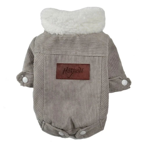 Manteau pour Chihuahua : veste en velours gris – Confortable, parfait pour protéger votre petit chien ou chat pendant les promenades