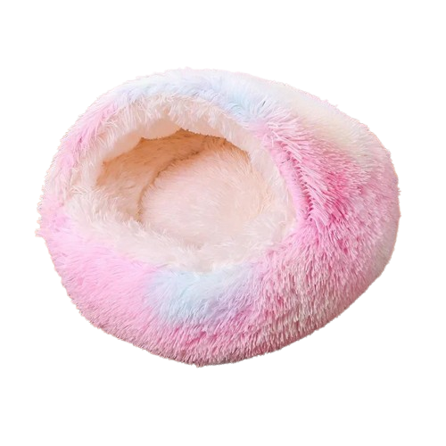 Niche Cocoon arc en ciel en tissu pour Chihuahua – Confort maximal avec intérieur moelleux, parfait pour les petits chiens ou chats