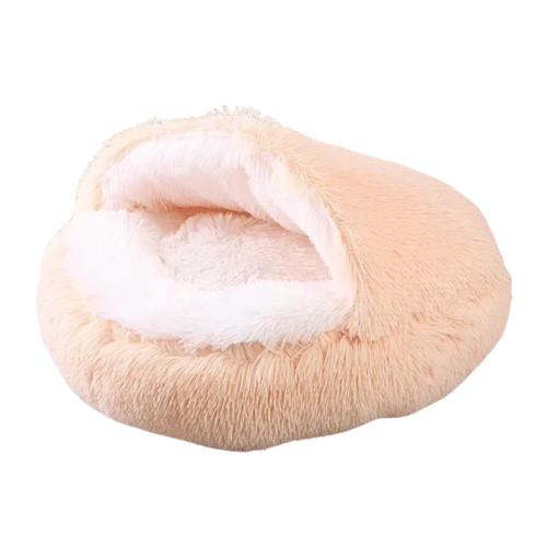 Niche Cocoon beige en tissu pour Chihuahua – Confort maximal avec intérieur moelleux, parfait pour les petits chiens ou chats