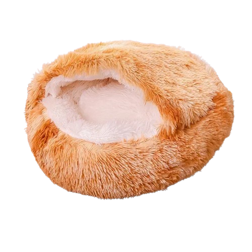 Niche Cocoon caramel en tissu pour Chihuahua – Confort maximal avec intérieur moelleux, parfait pour les petits chiens ou chats