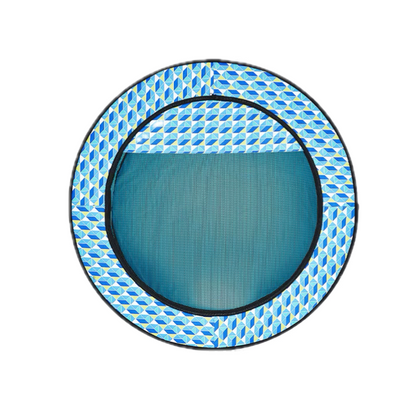 Niche pour Chihuahua : Parc pliable ronde bleu avec toit. Pratique pour rassurer votre petit chien ou chat lors de vos voyages avec une niche qu'il connait. Vue pliée