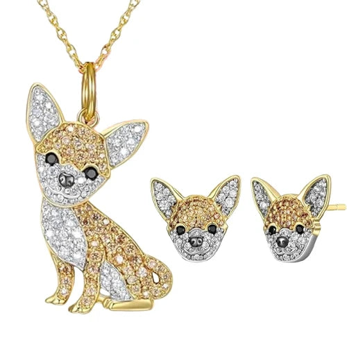 Bijoux Chihuahua : Pendentif et Boucles d'Oreilles