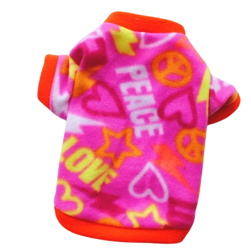 Pull pour Chihuahua rose avec motifs peace and love – Confortable, vêtement parfait pour garder votre petit chien ou chat au chaud