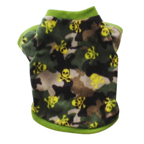 Pull pour Chihuahua couleur camouflage avec têtes de mort – vêtement parfait pour garder votre petit chien ou chat au chaud