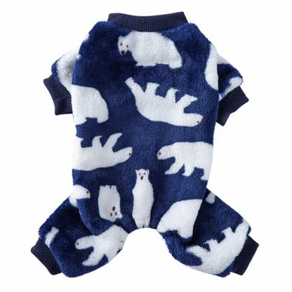 Pyjama bleu avec motifs ours blancs pour Chihuahua – Confortable, idéal pour garder votre petit chien ou chat au chaud pendant la nuit
