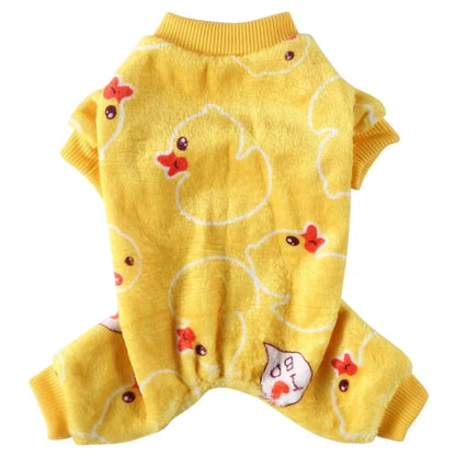 Pyjama jaune avec motif canards pour Chihuahua – Confortable, idéal pour garder votre petit chien ou chat au chaud pendant la nuit