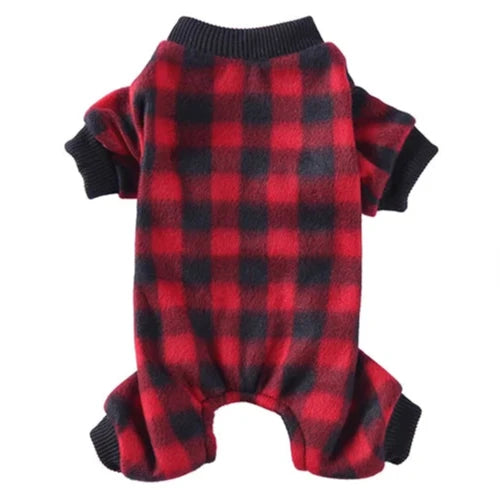 Pyjama à carreaux noir et rouge pour Chihuahua – Confortable, idéal pour garder votre petit chien ou chat au chaud pendant la nuit