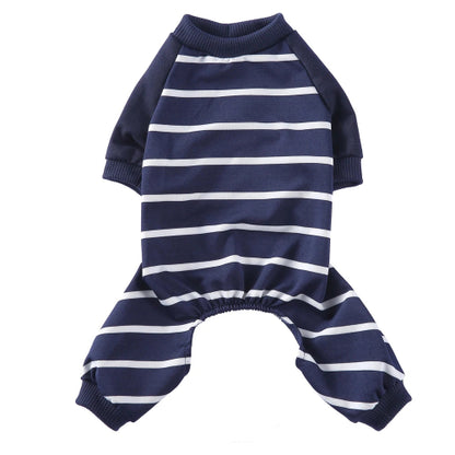 Pyjama bleu à rayures blanches pour Chihuahua – Confortable et chaud, idéal pour garder votre petit chien ou chat au chaud pendant la nuit