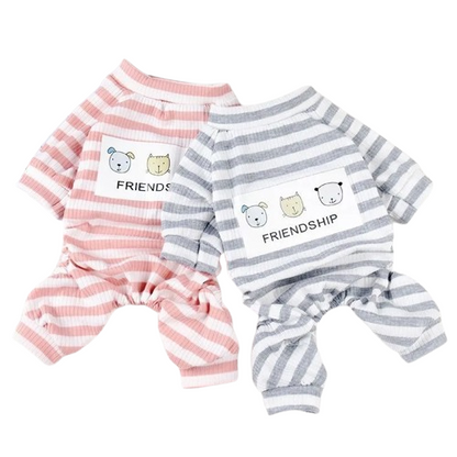 Pyjama à rayures rose ou gris pour Chihuahua – Confortable et chaud, idéal pour garder votre petit chien ou chat au chaud pendant la nuit