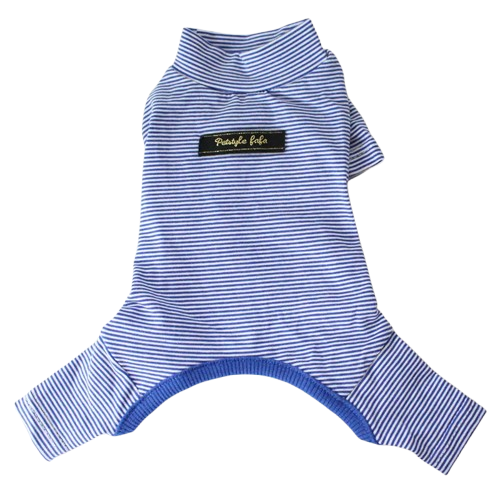 Pyjama bleu à rayures pour Chihuahua – Confortable et chaud, idéal pour garder votre petit chien ou chat au chaud pendant la nuit