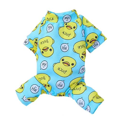 Pyjama bleu avec motifs canards jaunes pour Chihuahua – Confortable, idéal pour garder votre petit chien ou chat au chaud pendant la nuit