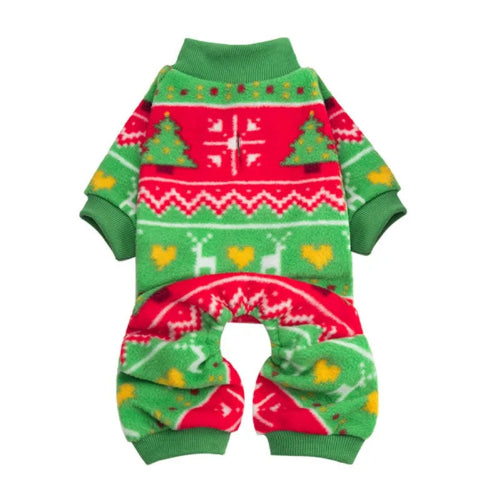 Chihuahua-Pyjama: Grün-Rot Weihnachten