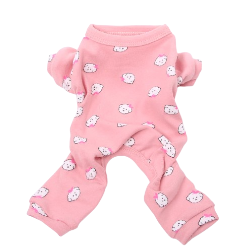 Pyjama rose à motifs chiens pour Chihuahua – Confortable et chaud, idéal pour garder votre petit chien ou chat au chaud pendant la nuit