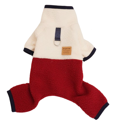Pyjama polaire rouge et blanc pour Chihuahua – Confortable et chaud, idéal pour garder votre petit chien ou chat au chaud pendant la nuit