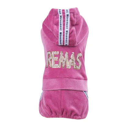 Pyjama style survêtement rose avec strass pour Chihuahua – Confortable et chaud, idéal pour garder votre petit chien ou chat au chaud pendant la nuit