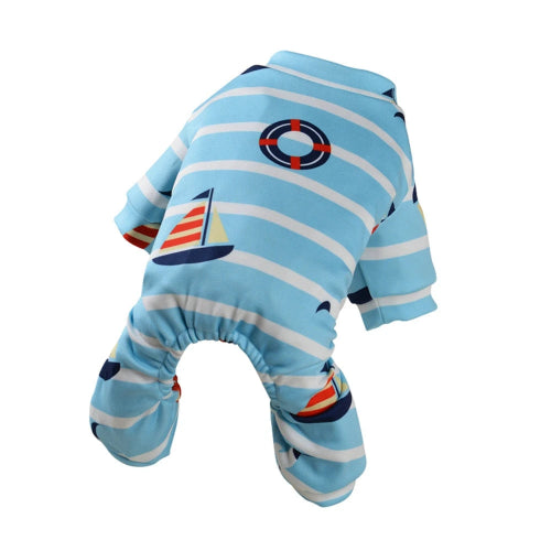 Pyjama bleu avec motifs marins pour Chihuahua – Confortable et chaud, idéal pour garder votre petit chien ou chat au chaud pendant la nuit